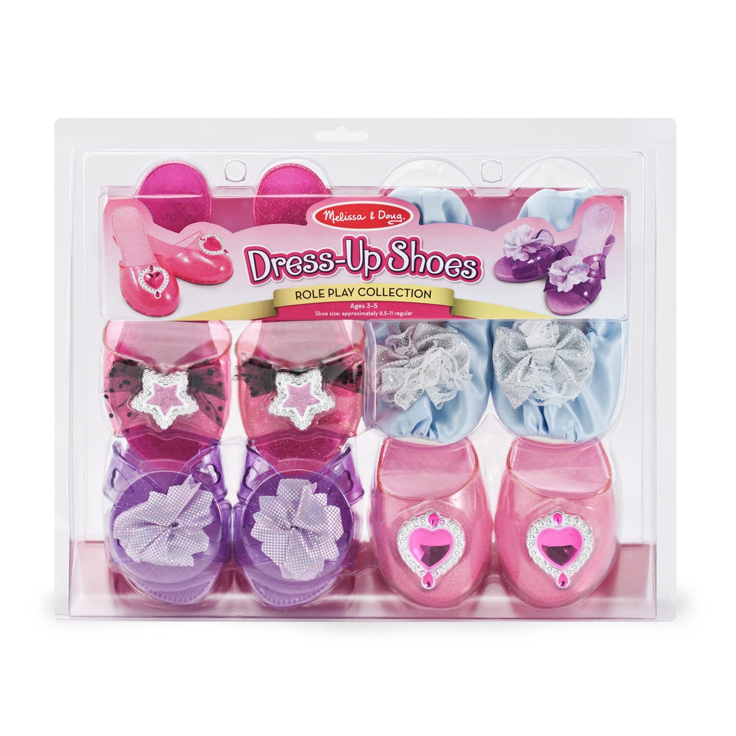 Melissa & Doug Role Play Collection - Step In Style! Dress-Up Shoes Set (4 Pairs), Multicolored, 11" x 12" x 4.5" Packaged Melissa & Doug