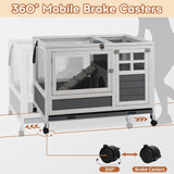 AniwuPaws Rabbit Hutch Indoor with Urine Guards/Netting Floor, Rabbit Cage on Wheels/Chew Proof/Tray, Guinea Pig Cages with Doors, Wooden Bunny House AniwuPaws