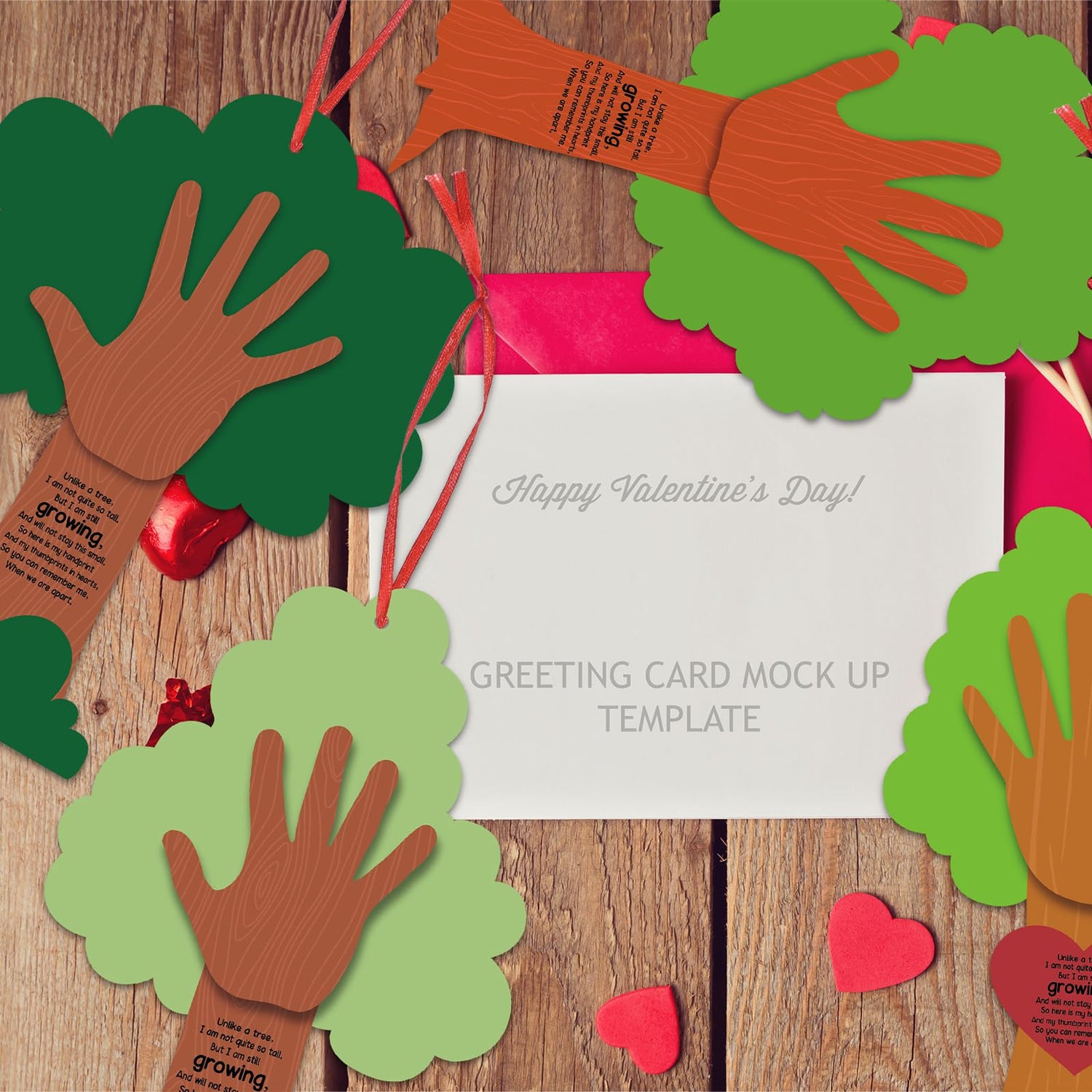 Menkxi 30 Sets Valentine Tree Thumbprint Sign Craft Kit Valentine's Day Crafts for Kids DIY Poem Sign Craft for Art Project School Classroom Family Menkxi