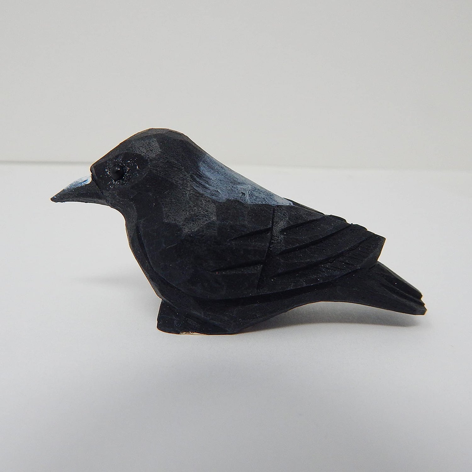 Native Wooden Creations Raven Black Bird Crow Figurine Statue Sculpture Art Miniature Wood Carving Decor Small Animal Native Wooden Creations