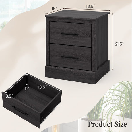 Giantex Farmhouse Nightstand Set of 2, Wood Bedside Table with 2 Storage Drawers, Compact Floor Night Stand End Table, Accent Sofa Side Table for Giantex