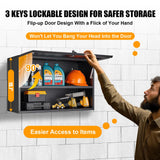 MetalMax Metal Wall Storage Cabinet with Flip-Up Door Adjustable Shelf Metal Cabinet Hanging Garage Upper Cabinets Floating Lockable Steel Garage MetalMax