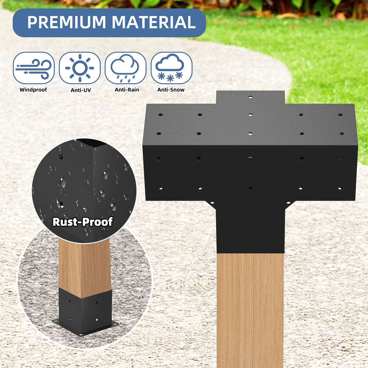 Tocretoare Pergola Kit, Woodworks Pergola Brackets 6" x 6" (Actual: 5.5x5.5 Inch), 2 Pack 4-Way Right Angle Corner Brackets, Powder-Coated Pergola TOCRETOARE