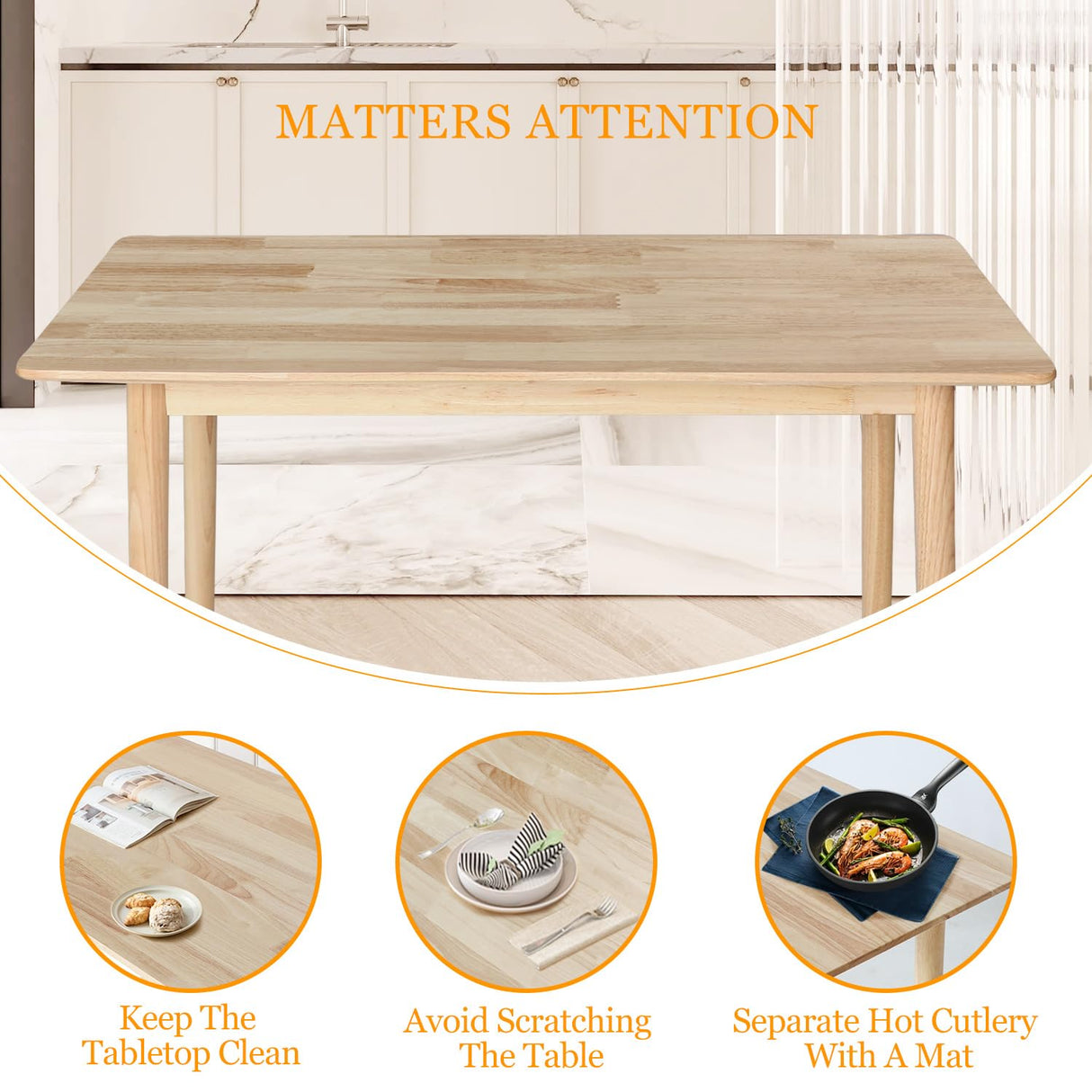 Ironalita Solid Wood Dining Table Small Rectangle Kitchen Table for Small Spaces, 47" Mid Century Modern Natural Wooden Dinning Tables, Solid Wood Ironalita