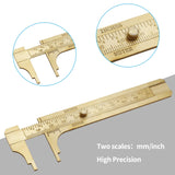 Kyuionty Brass Pocket Vernier Caliper Ruler, Sliding Gauge Mini Vernier Caliper Double Scales MM/Inch Measuring Tool (100mm) Kyuionty