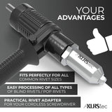 KLRStec Professional Rivet Gun Adapter - Rivet Attachment for Cordless Screwdrivers and Drills - Easy processing for Pop Rivets KLRS