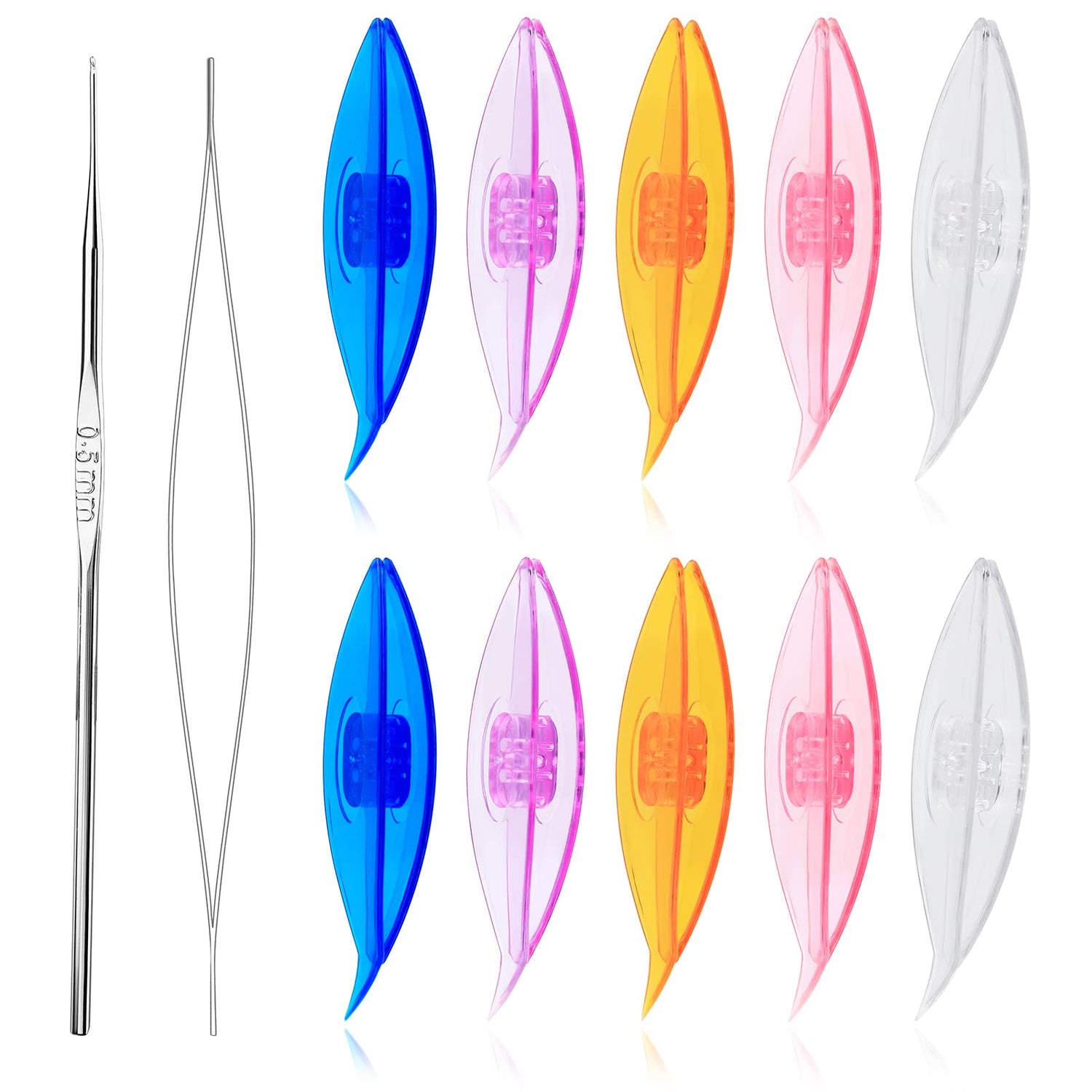 BUTUZE Tatting Shuttle Kit, 10 PCS Plastic Tatting Shuttle with Beading Needles Crochet Hooks Knitting Needles Big Eye Needles Tatting Needles for BUTUZE