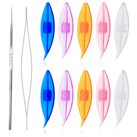 BUTUZE Tatting Shuttle Kit, 10 PCS Plastic Tatting Shuttle with Beading Needles Crochet Hooks Knitting Needles Big Eye Needles Tatting Needles for BUTUZE
