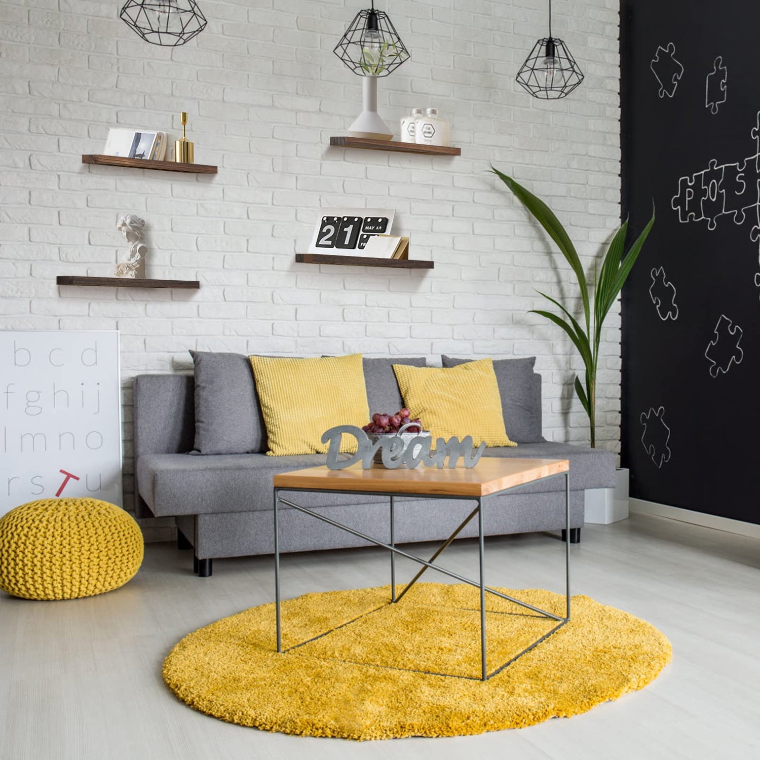 IKJZIZP Rustic Farmhouse Floating Shelves for Wall Decor Storage Wood Wooden Wall Shelves for Bedroom Bathroom Kitchen Living Room - Brown Set of 4 IKJZIZP