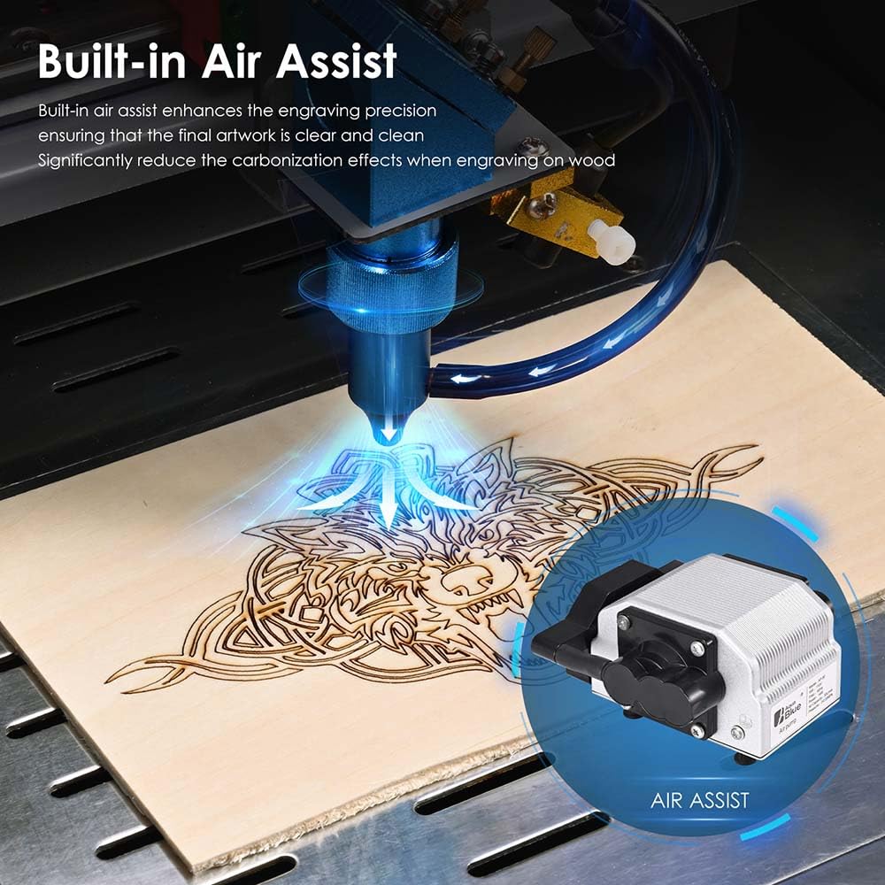 Monport 40W 2.0 Laser Engraver (8" X 12") CO2 Laser Engraver Lightburn Compatible with 3L CW-3000 Water Chiller for 40W CO2 Laser with Air Monport