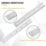 Ctosree 12 Pcs Engineer Metric Ruler with Inch Graduations 1/8, 1/16, 1/32, 1/64'' Machinist Ruler Millimeter Ruler Woodworking Ruler Stainless Steel Ctosree