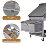 Chicken Coop Poultry Cage on Wheels Outdoor Duck Coop Wooden Hen House with Large Nesting Box, Movable GUTINNEEN