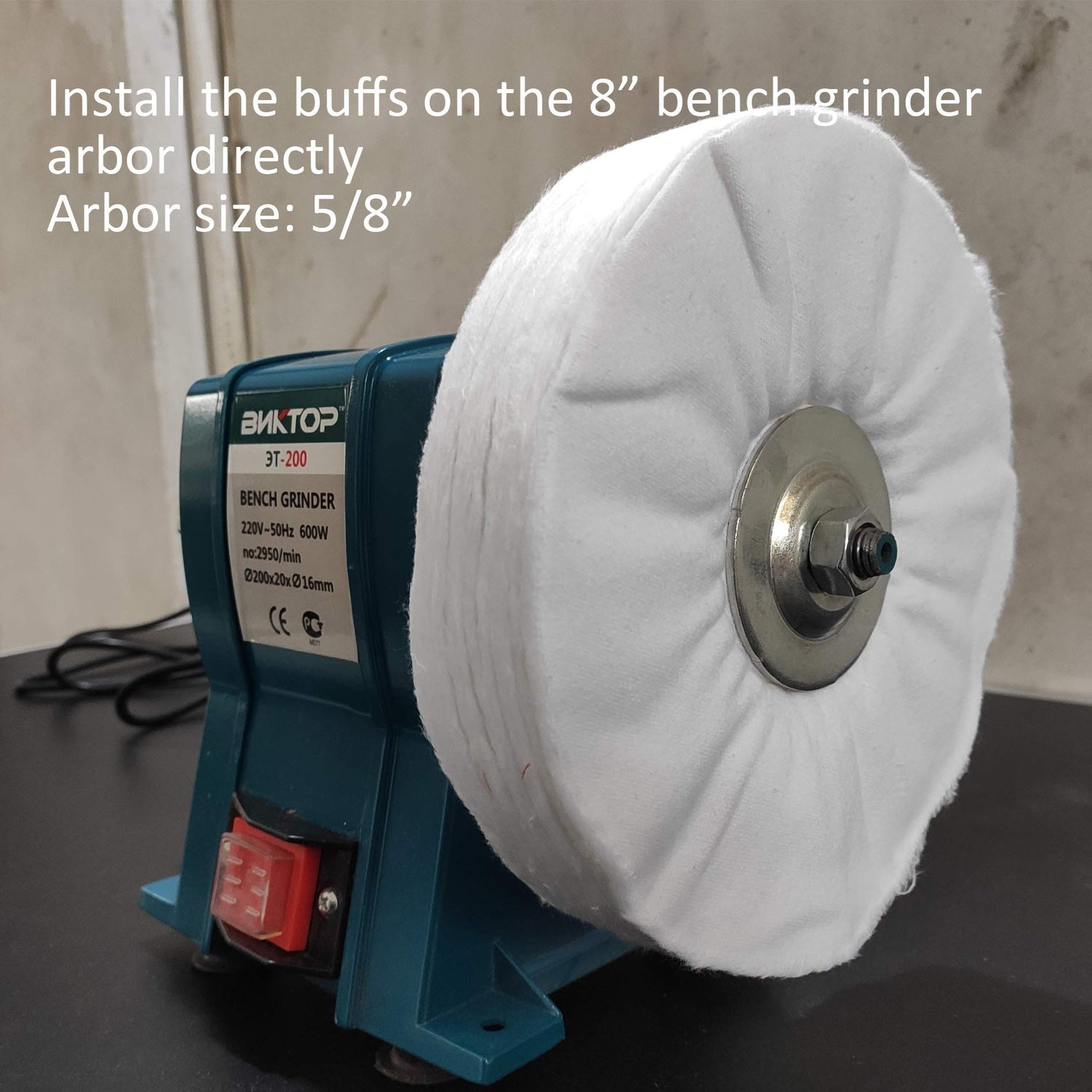 PURUI 8" Buffing Polishing Wheel-Coarse (42PLY) Medium(60PLY) Fine(40PLY) with 5/8" Arbor Hole -Brown,Blue,Red Rouge Polishing Compounds for Bench PR PURUI