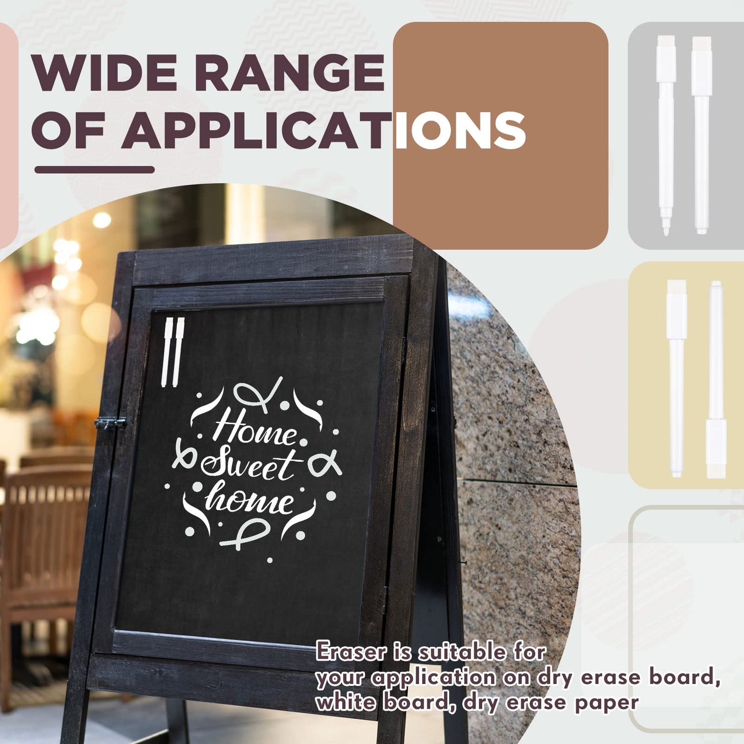 12 Pack Fine Tip Dry Erase Magnetic Markers with Eraser Cap, Magnetic Dry Erase Liquid Chalk Markers Pen Whiteboard Markers for School Office Home Pajean