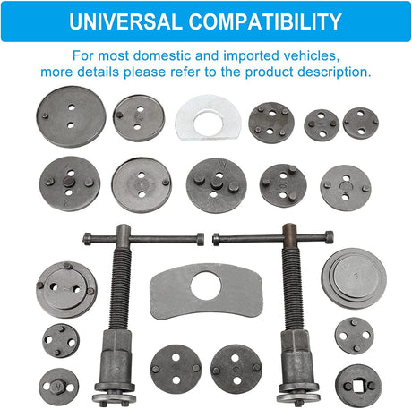 8MILELAKE Disc Brake Caliper Compressor Wind Back Tool 24pc Professional Caliper Tool Set 8MILELAKE