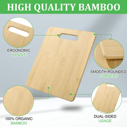 Bamboo Cutting Board Set of 12 Wood Chopping Boards with Handle Thick Cutting Board Kitchen and Dining Bulk Plain Bamboo Cutting Board for Engraving