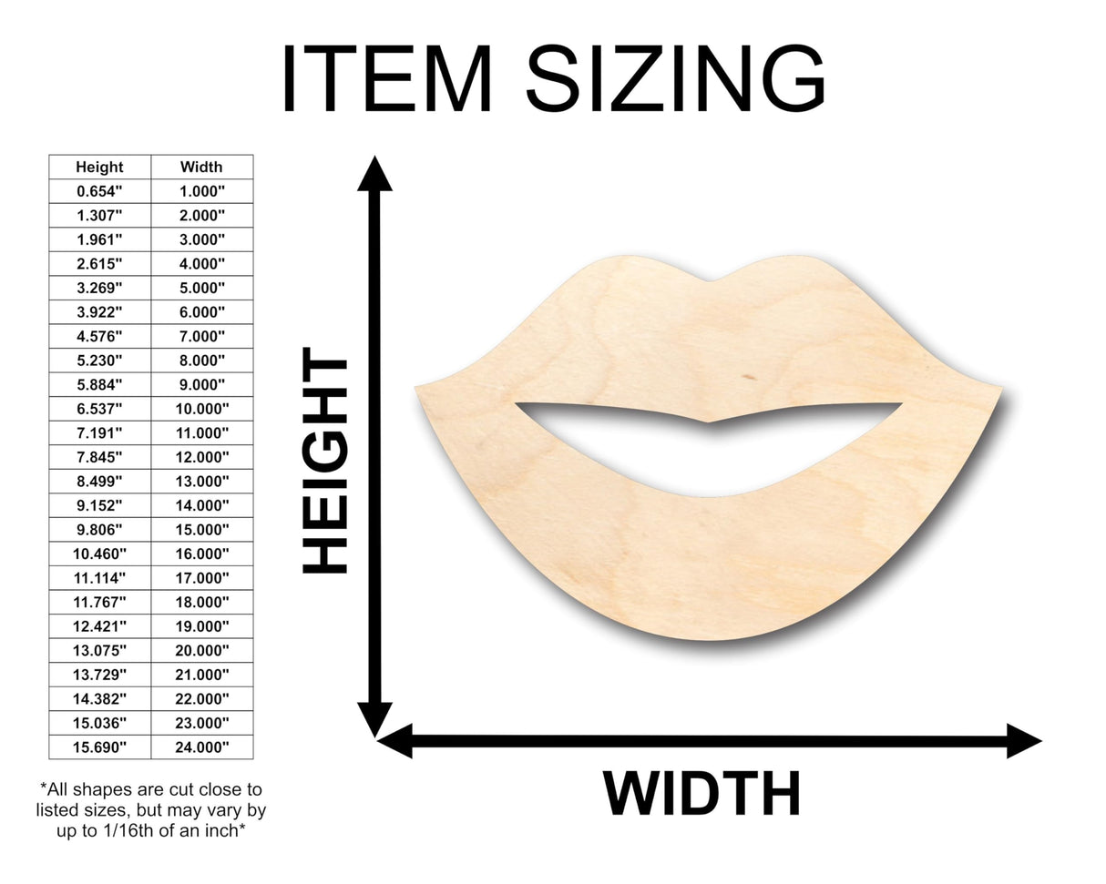 Unfinished Wood Lips Shape - Craft - up to 36" DIY 5" / 1/2" 24 Hour Crafts