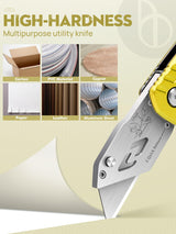 Utility Knife, BIBURY Upgraded Version Heavy Duty Box Cutter, Pocket Carpet knife with 10 Replaceable SK5 Stainless Steel Blades, Belt Clip, Easy BIBURY