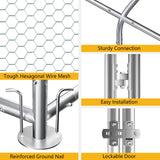 LOVMOR Large Chicken Coop Metal Chicken Run for 10 Chickens,Walk-in Poultry Cage for Yard with Waterproof and Anti-UV Cover Lockable Door LOVMOR