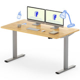 FLEXISPOT Height Adjustable Desk 55 x 28 inch Electric Standing Desk Whole-Piece Desk Board Stand Up Desk for Home Office (Gray Frame + 55" Natural FLEXISPOT