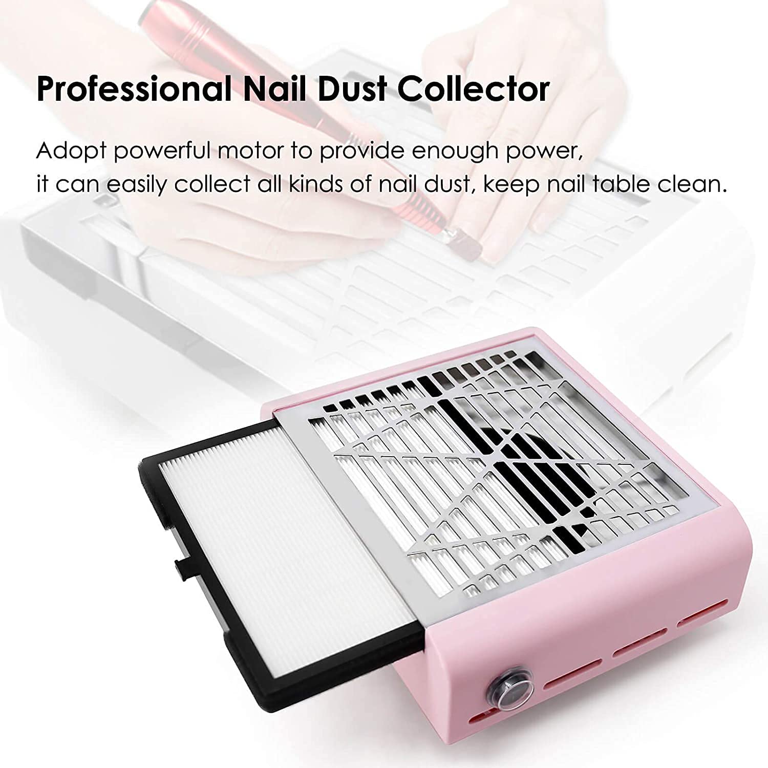AONOLOVO Nail Dust Collector, Upgraded Powerful Nail Vacuum Dust Collector Nail Dust Extractor Fan Manicure Tools for Acrylic Nails Extension Gel AONOLOVO