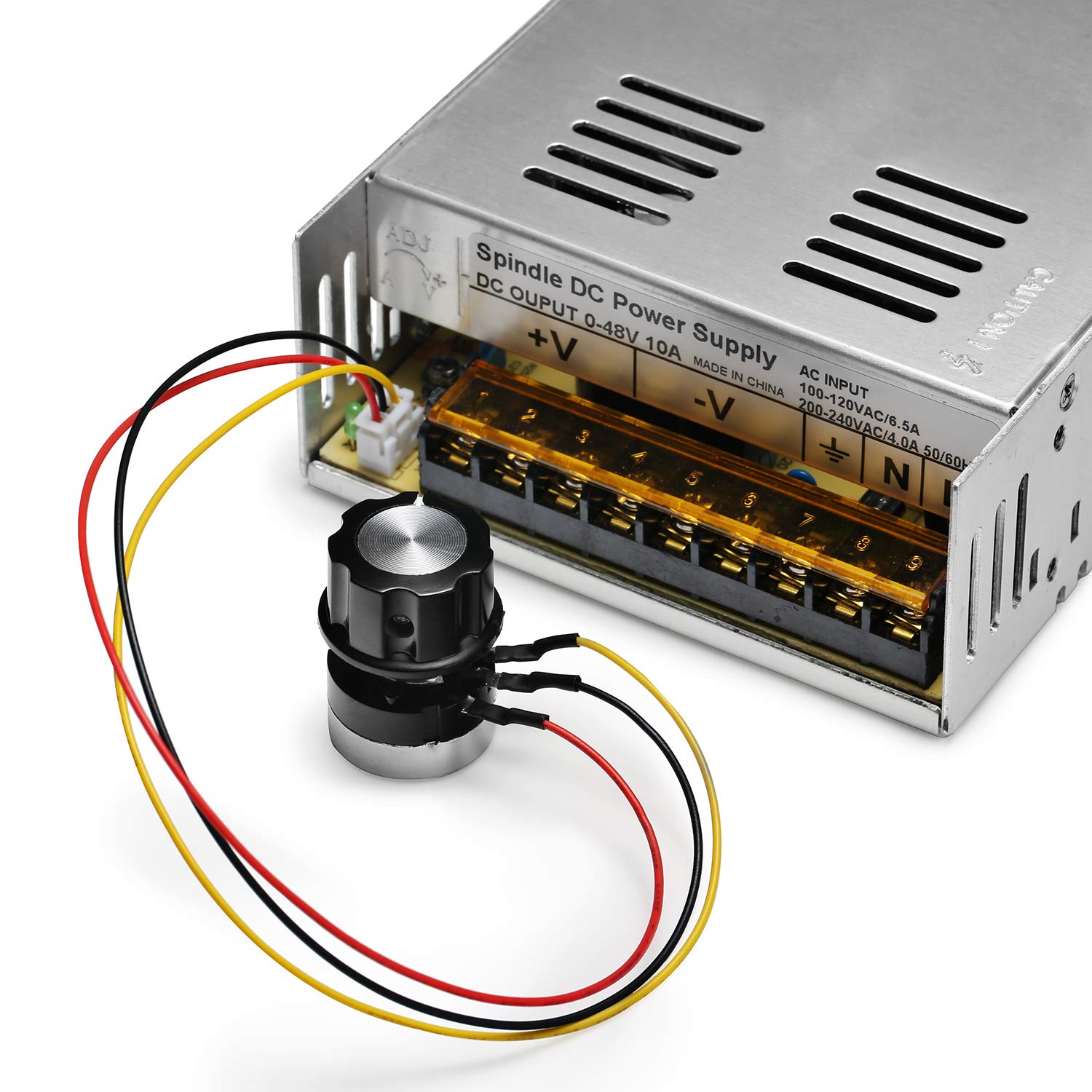 Genmitsu Air-Cooled 300W Brush DC Spindle Motor with 0-48V Output Adjustable Switching Power Supply, 52mm Clamp & ER11 Collet, ideal for CNC Genmitsu