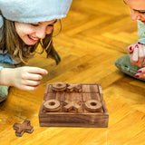 Glintoper Tic Tac Toe & 4 in a Row Table Games Set - Rustic Decor Wood Strategy Board Games for Families Glintoper
