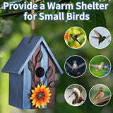 Birdhouse,Nesting Boxes for Birds, Rustic Wooden Flower Nesting Box for Birds for Outdoors, Hanging Bridal House for Garden Decoration, Blue LOTKEY