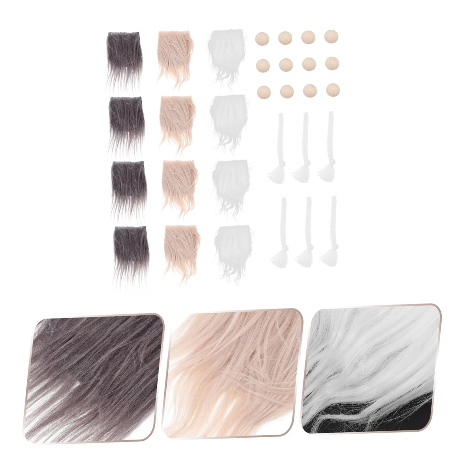 VILLCASE 1 Set Braid Suit Pre-Cut gnome Beard Gnome Doll Nose Arts and Crafts kit fursuits DIY gnome kit Mini Unfinished Wooden Balls mrs Cute Beards VILLCASE