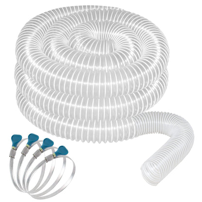 Heavy PVC Dust Collection Hose 2 1/2" x 20', Puncture Resistant PVC Dust Collection Hose with Carbon Steel Wire Coil, Flexible Clear PVC Fume - WoodArtSupply