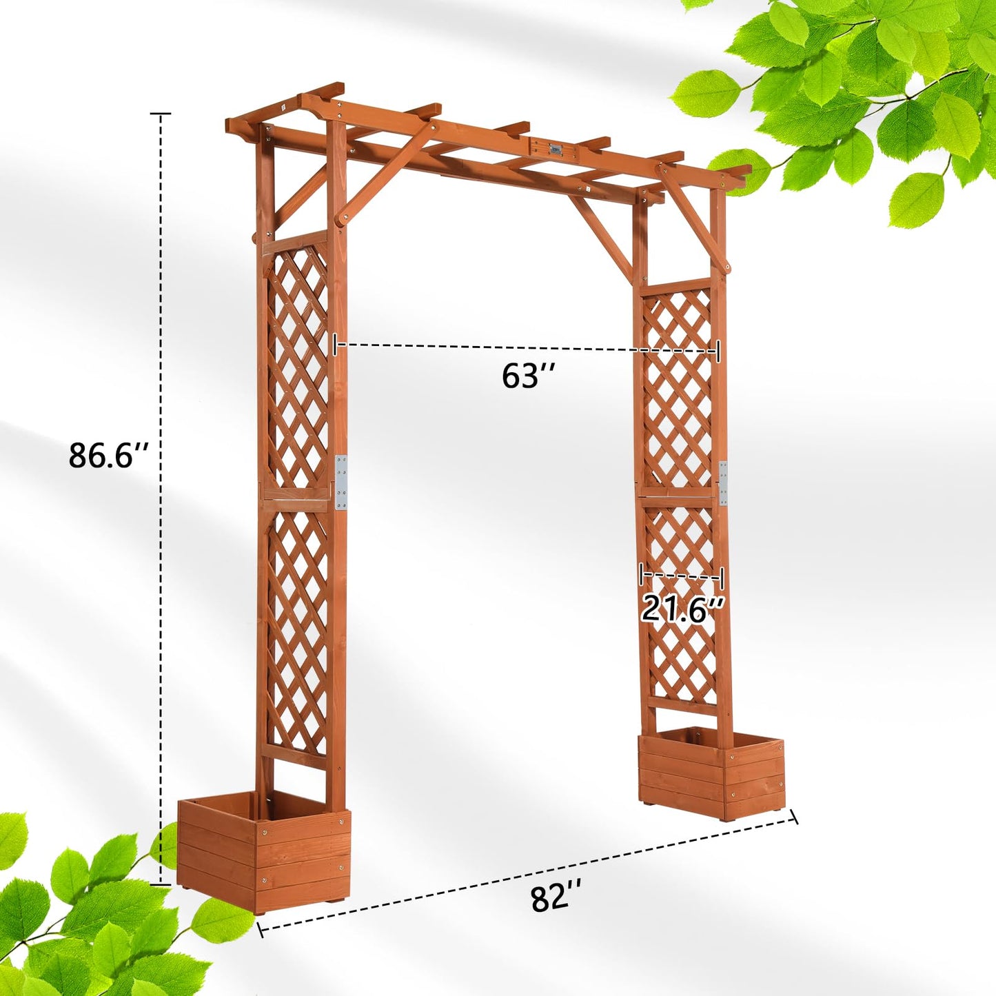 VINGLI Wooden Garden Arbor with Planter, Wedding Arch for Ceremony, Wood Garden Arbour Trellis for Plant Climbing, Pergola for Garden Backyard, Lawn,