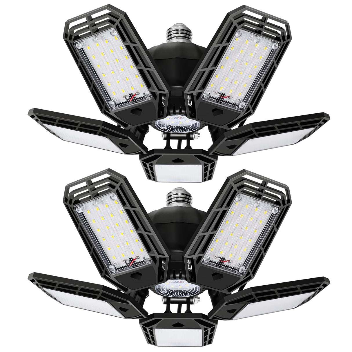 suyncyi 2 Pack LED Garage Light, 150W Ultra Bright Shop Light with 5 Adjustable Panels,15000LM 6500K E26/E27 Deformable Ceiling Lights for Garage, suyncyi