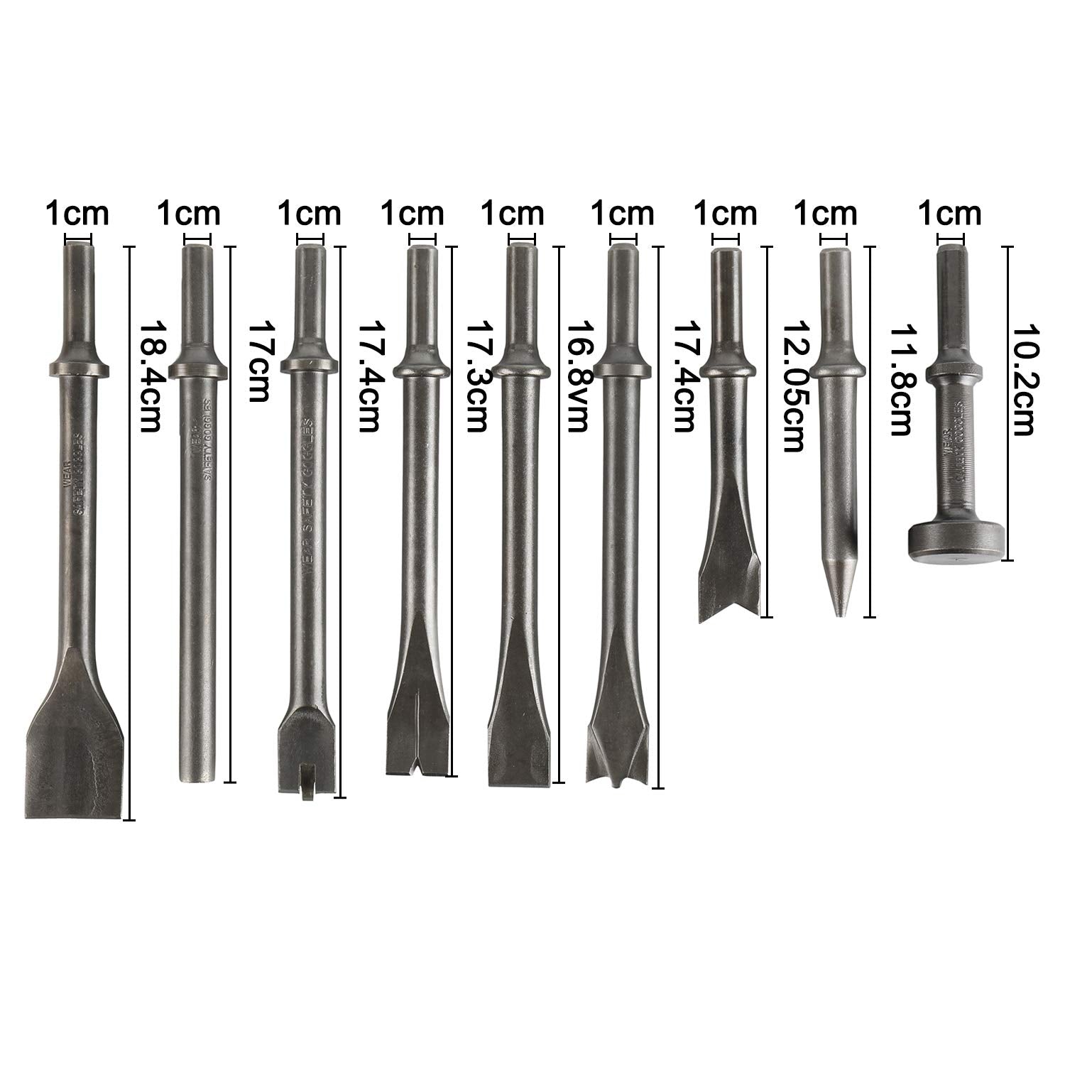 8MILELAKE Pneumatic Chisel Set 9pcs Air Hammer Punch Chipping Bits Tool 8MILELAKE