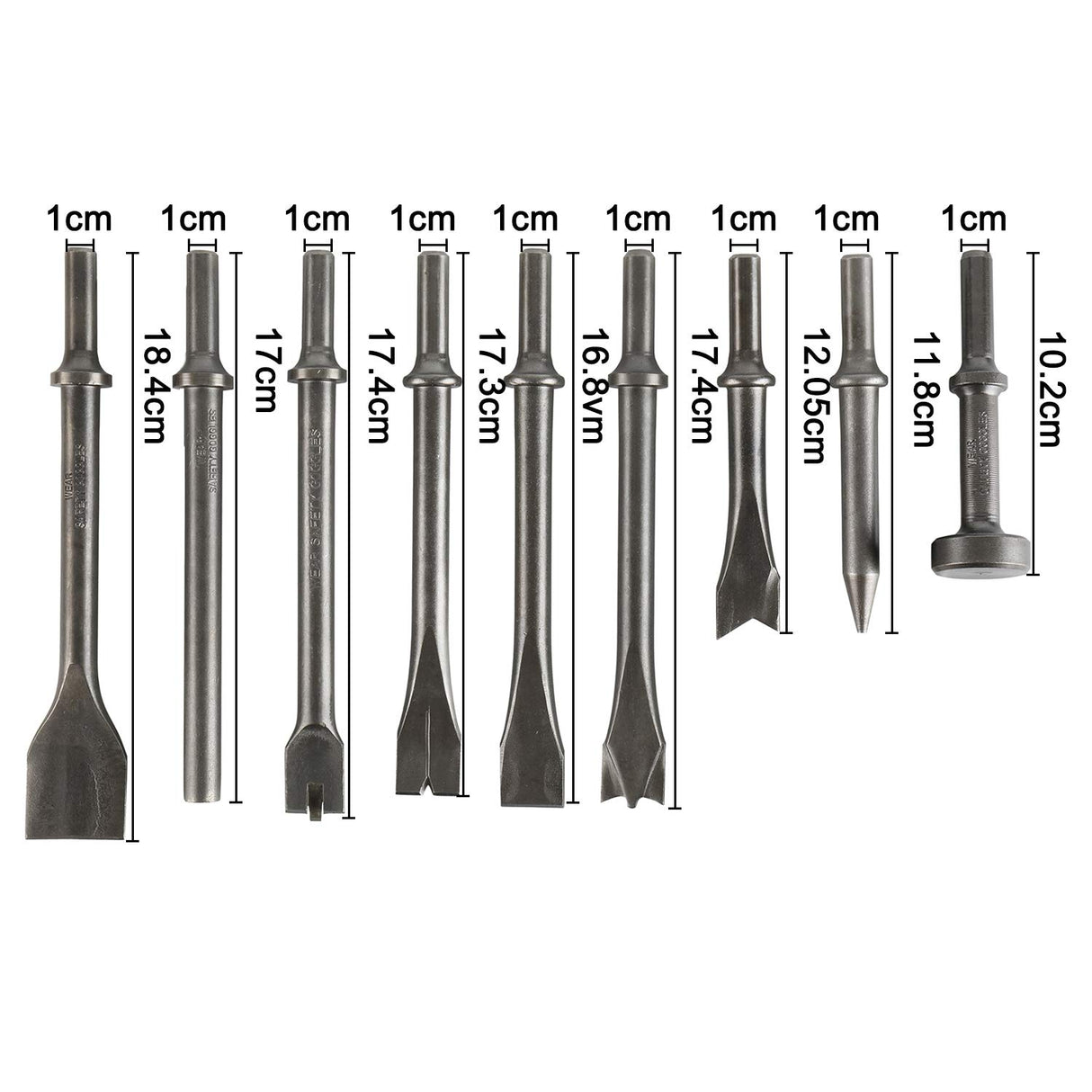 8MILELAKE Pneumatic Chisel Set 9pcs Air Hammer Punch Chipping Bits Tool 8MILELAKE