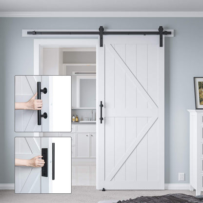 COSHOMER 36in x 80in MDF Sliding Barn Door with 6.6ft Barn Door Hardware Kit & Handle, Pre-Drilled Holes Easy Assembly -Solid Wood Slab Inside - WoodArtSupply