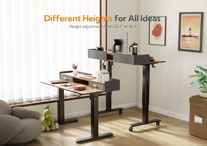 Claiks Standing Desk with Drawers, Stand Up Electric Standing Desk Adjustable Height, Sit Stand Desk with Storage Shelf and Splice Board, 48 Inch, - WoodArtSupply