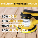 Electric Random Orbital Sander 350W Brushless Motor 3/16 inch Orbit, 110V 6-Inch 10000 RPM Variable Speed Tool for Metal Fabrication, Woodworking Hueborly