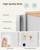 SONGMICS Storage Sideboard, Buffet Table with Adjustable Shelves, Floor Storage Cupboard, Steel Frame, Natural and White ULSC102W57 SONGMICS