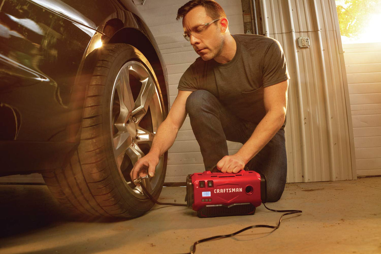 CRAFTSMAN V20 Tire Inflator, Compact and Portable, Automatic Shut Off, Digital PSI Gauge, Bare Tool Only (CMCE520B) Craftsman