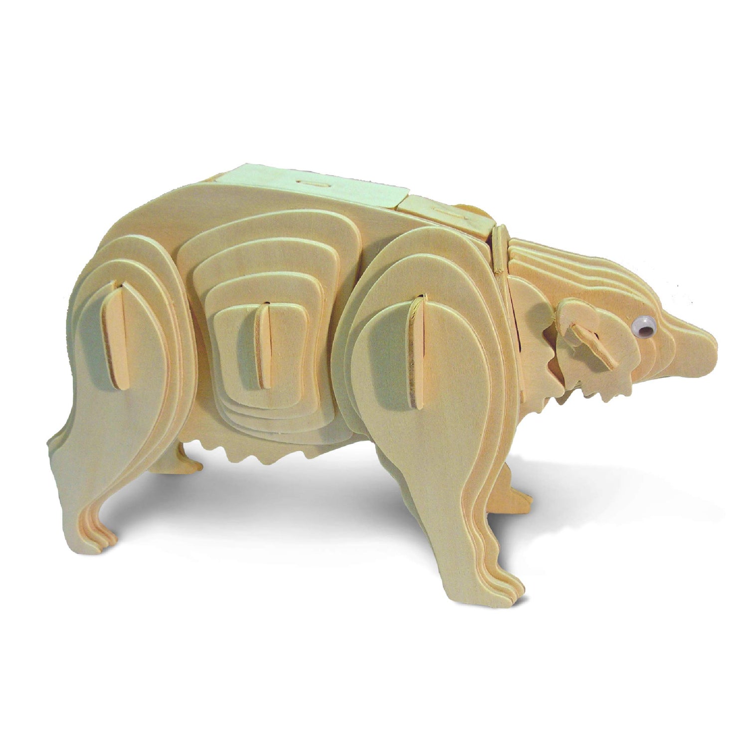 Puzzled 3D Puzzle Black Bear Wood Craft Construction Model Kit, Fun & Educational DIY Animal Wooden Toy Assemble Model Unfinished Crafting Hobby Puzzled