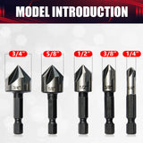 wesleydrill 5 pcs Countersink Drill Bit Set，82 Degree Counter Sink， Fit for Sink Holes into Most Machinable Metals, Plywood, Softwood, Hardwood, wesleydrill