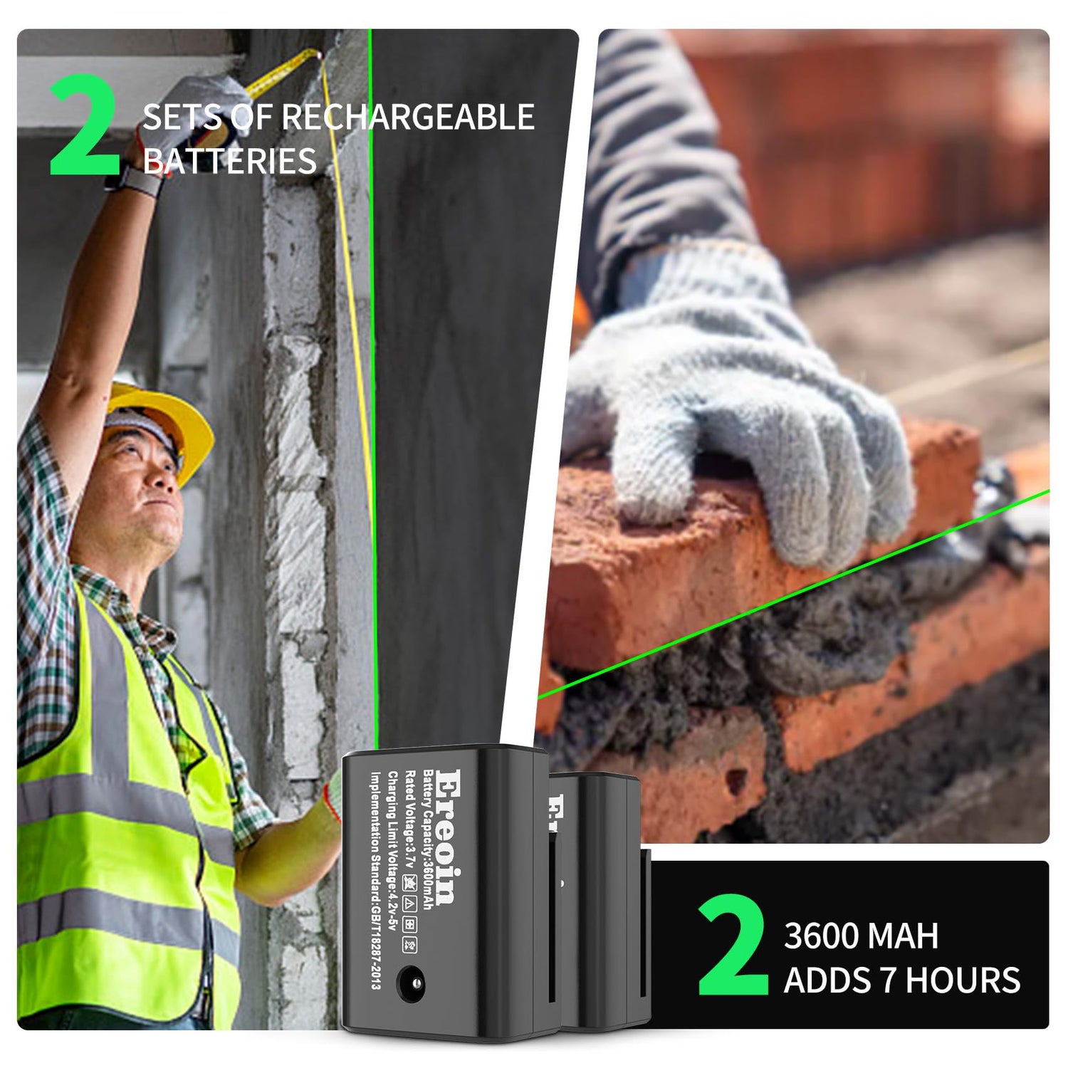 16 Lines Laser Level 4x360° Self Leveling Green Laser Level， 4D Green Cross Line for Construction and Picture Hanging，Laser measurement calibration Ereoin