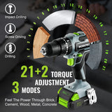 WORKPRO 20V Max Cordless Drill Driver Set, Electric Power Impact Drill Tool with 102 Pieces Accessories, 1/2'' Chuck Impact Drill Kit with Portable WORKPRO