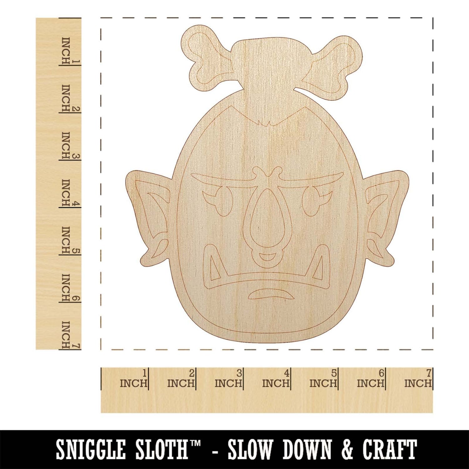 Orc Female Character Face Unfinished Wood Shape Piece Cutout for DIY Craft Projects - 1/8 Inch Thick - 6.25 Inch Size Sniggle Sloth