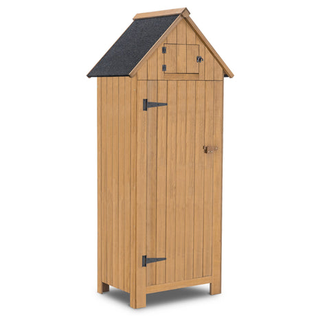 MCombo Outdoor Storage Cabinet Tool Shed Wooden Garden Shed Organizer Wooden Lockers with Fir Wood (70") 0770 (Natural) mcombo
