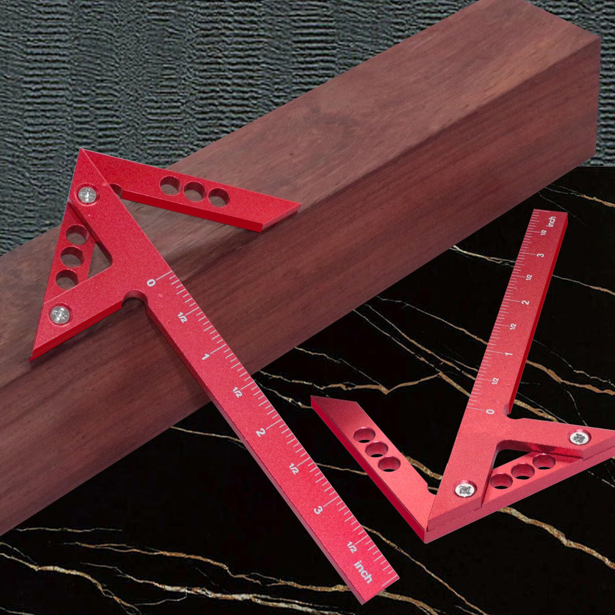 Center Scribe Gauge, Aluminum Alloy Center Scribe Measuring Tool, 45 Degree Angle Marker, Circle Center Finder, Woodworking Line Caliber Gauge, Fockety