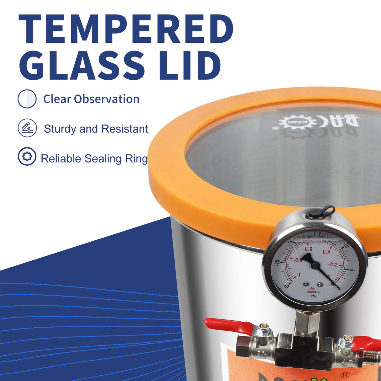 BACOENG 3 Gallon 4.5 CFM Tempered Glass Lid Vacuum Chamer with Pump, Degassing Chamber Kit for Stabilizing Wood, Degassing Silicones, Epoxies and BACOENG