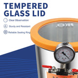 BACOENG 3 Gallon 4.5 CFM Tempered Glass Lid Vacuum Chamer with Pump, Degassing Chamber Kit for Stabilizing Wood, Degassing Silicones, Epoxies and BACOENG