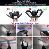suyncyi 2 Pack LED Garage Light, 150W Ultra Bright Shop Light with 5 Adjustable Panels,15000LM 6500K E26/E27 Deformable Ceiling Lights for Garage, suyncyi