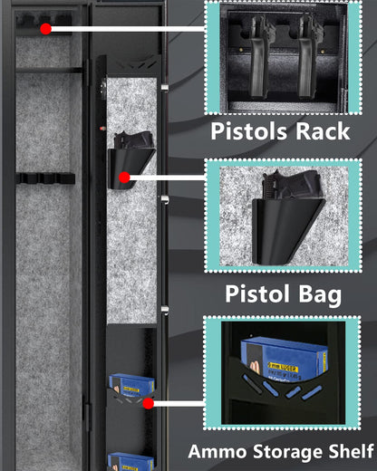 KAER Gun Safes Rifle Digital Quick Access Firearm Safe with 180-Degree Full Access Door and Removable Shelf for 2 Home Rifles with Pistols Rack - WoodArtSupply